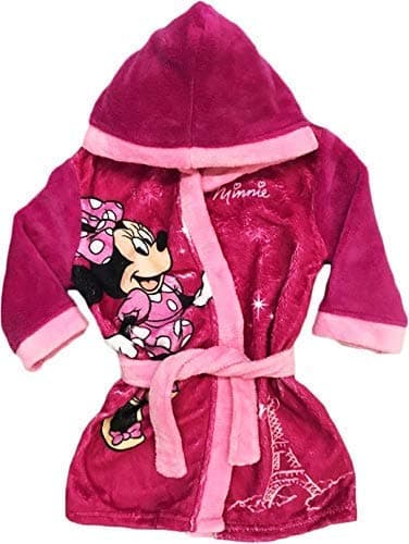 Albornoz rosa de niña Minnie con capucha de poliéster talla 8 años