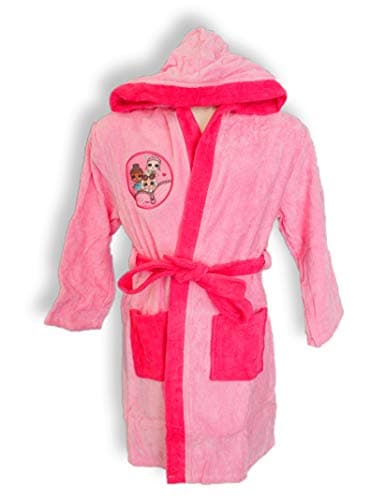 Bata de baño de niña Muñeca LOL muñeca rosa con capucha de 4-5 años