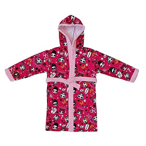 Bata de baño de niña Muñeca LOL rosa fushia con capucha de 3 a 6 años