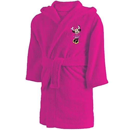 La bata de baño rosa de niña fushia de Minnie con capucha en 2 o 4 años
