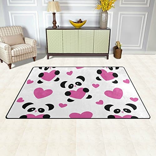 Alfombra con pandas y corazones rosas de precio pequeño