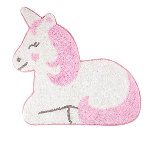 Alfombra de unicornio rosa en algodón para cuarto de niña