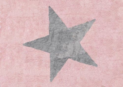 Alfombra rosa con estrella de algodón gris