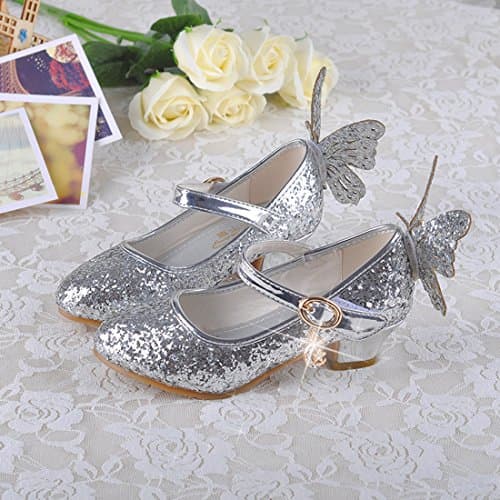 Bailarinas princesas con brillo de plata y mariposa para chica