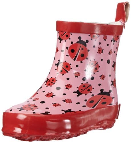 Botas de lluvia rosas y rojas con mariquitas para las chicas
