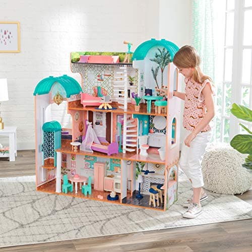 Mega Kidcraft muy femenina casa de muñecas de madera estilo villa de playa
