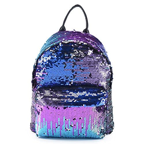 Mochila reversible de lentejuelas para la escuela o el ocio 40cm x 38cm púrpura
