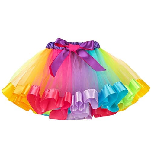 Tutu arco iris para la chica hecho de azulejo con cinta multicolor