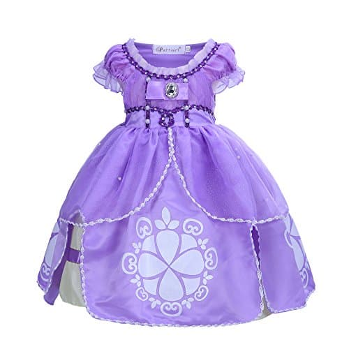 Vestido de princesa morado hinchado estilo Sofía