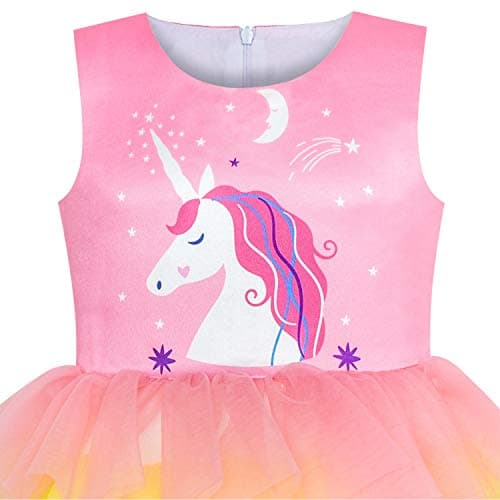 Vestido de unicornio con tutú de arco iris para niña
