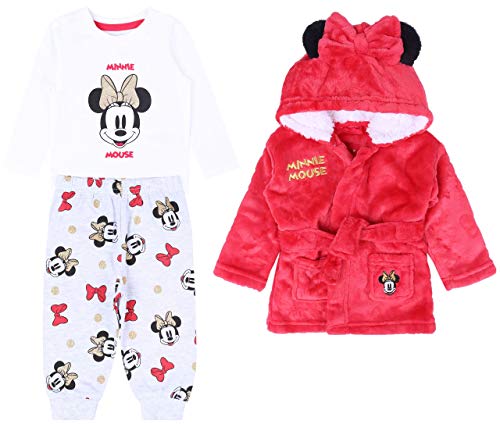  Albornoz rojo de Minnie con capucha y orejas de Mickette y pijama a juego a partir de los 6 meses.