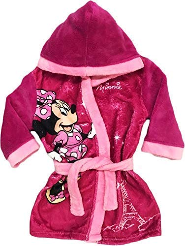  Albornoz rosa de niña Minnie con capucha de poliéster talla 8 años