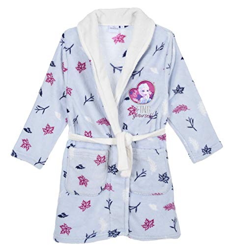  Bata de baño azul de la Princesa Elsa Frozen Girl con estampado de hojas de 4 a 8 años