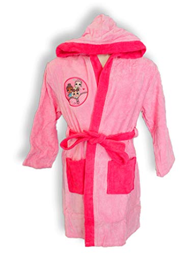  Bata de baño de niña Muñeca LOL muñeca rosa con capucha de 4-5 años