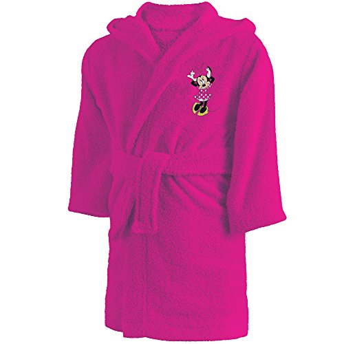 La bata de baño rosa de niña fushia de Minnie con capucha en 2 o 4 años