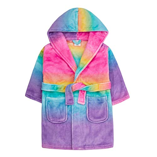Albornoz color arco iris con capucha para niñas de 2 a 13 años