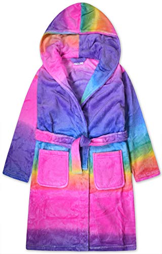 Albornoz con capucha de color a rayas de arco iris para niñas de 2 a 13 años.