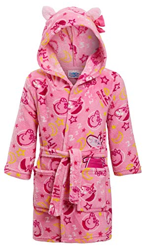 Albornoz con capucha y orejas pequeñas para niña Peppa color rosa de 6 a 8 años