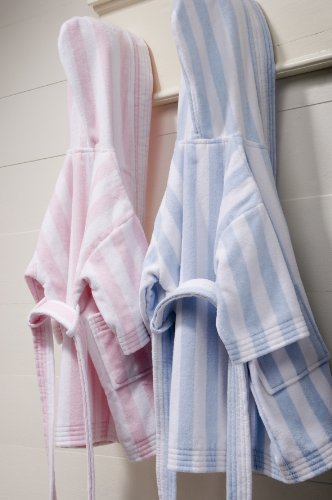 Albornoz de rayas rosas o azules Essix para niña Barco pequeño de 0 a 14 años 100% algodón terciopelo de rizo jacquard