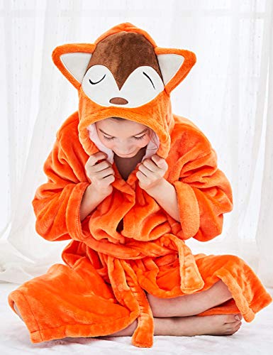 Albornoz de zorro con capucha y orejas pequeñas para niñas de 3 a 8 años Cereza Feliz