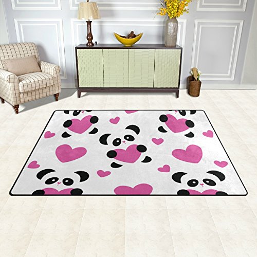 Alfombra con pandas y corazones rosas de precio pequeño