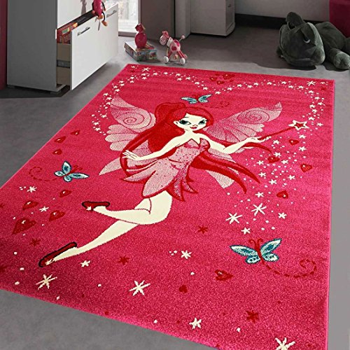 Alfombra de hadas rosa fucsia para la habitación de la niña 110 x 60 cm