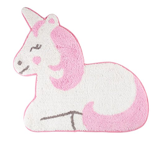 Alfombra de unicornio rosa en algodón para cuarto de niña