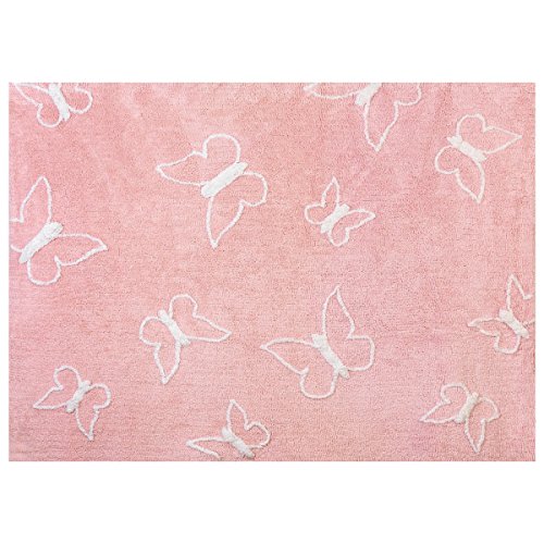 Alfombra rosa de algodón de Lilipouce con mariposas