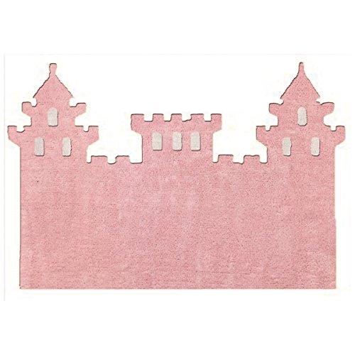 Alfombra rosa en forma de palacio de princesa en tela de 120x160 cm.