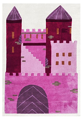 Alfombra rosa fucsia de castillo de princesa para la habitación de niña, Oeko Tex Standard 100, durable y no dañina, 120x180cm, grosor 13 mm