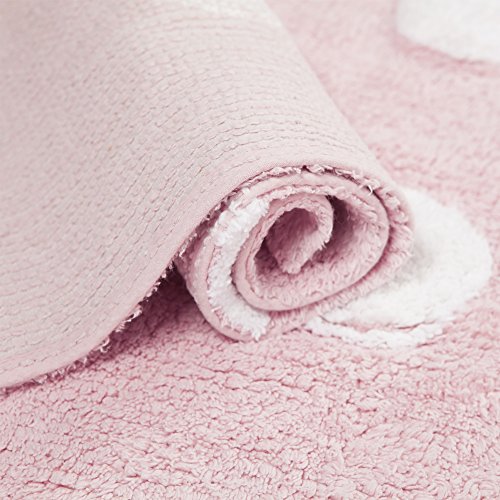 Alfombras de algodón ecológico rosa sin tintes tóxicos, un amor de alfombra
