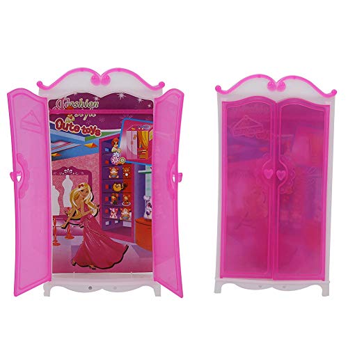 Armario rosa fucsia para ropa de muñecas de plástico estilo Barbie.