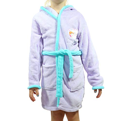 Bata de baño con capucha para la niña Elsa en color malva, talla 4 a 8 años en lana polar
