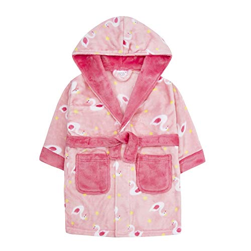 Bata de baño con capucha rosa de niña con estampado de flamenco rosa Minikidz