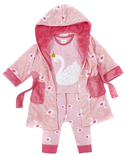 Bata rosa de cisne y pijama para niñas de 2 a 6 años.