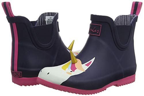 Botas bajas para la lluvia marina con cabezas de unicornio y cuerno para la chica Joules Wellibob