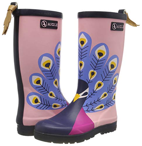 Botas de lluvia de aguilucho de madera Botas de goma rosa para chicas