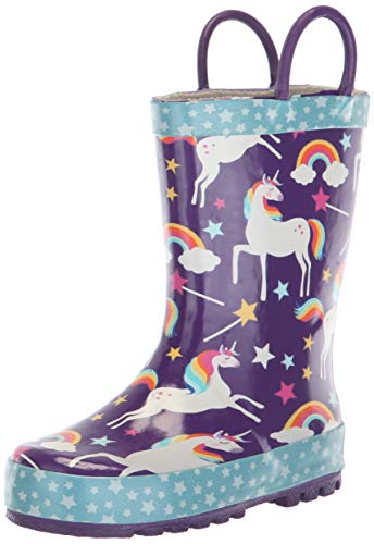 Botas de lluvia moradas y azules con unicornio y un arco iris para la chica Hatley.