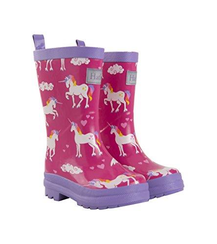 Botas de lluvia púrpura y púrpura con patrón de unicornio para la chica Hatley