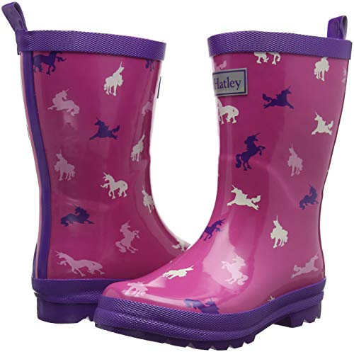 Botas de lluvia púrpuras con patrón de unicornio para la chica Hatley