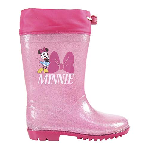Botas de lluvia rojas con Minnie en el corazón para las chicas de Disney. 