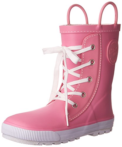 Botas de lluvia rosas para niñas estilo zapatillas de deporte con cordones