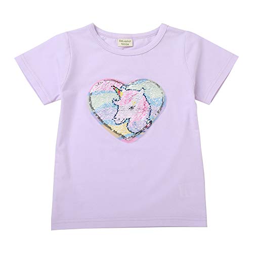 Camiseta Magic Girl con lentejuelas reversibles Unicornio púrpura reversible