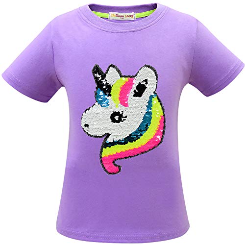 Camiseta mágica para chica con lentejuelas reversibles Unicornio púrpura