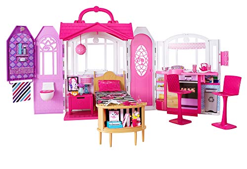 Casa de muñecas Barbie portátil con muebles modernos