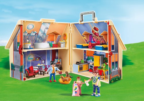 Casa de muñecas transportable de Playmobil con familia plegable