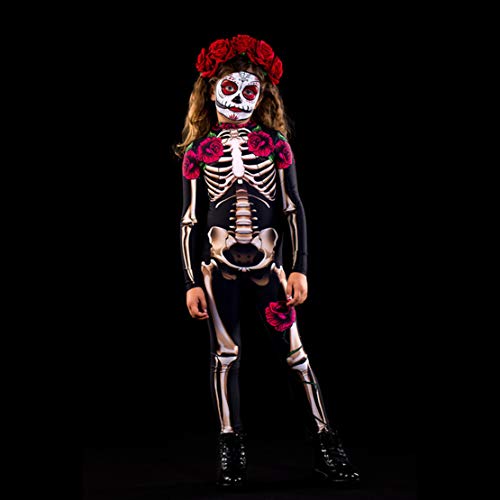 Disfraz de la chica del Día de los Muertos: la combinación del esqueleto floral