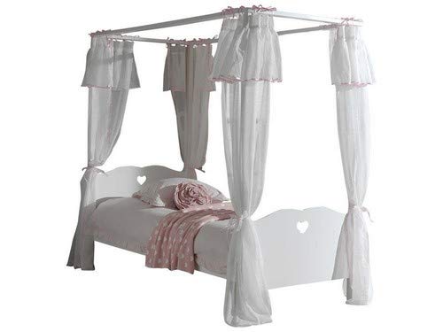 Dosel de la princesa cama de la princesa para la niña con una cortina blanca de corazón de madera calada