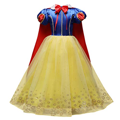 El vestido de Blancanieves con capa y enagua de velo amarillo.