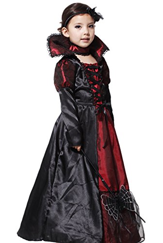 Elegante vestido de princesa vampiro para la fiesta de Halloween, rojo y negro